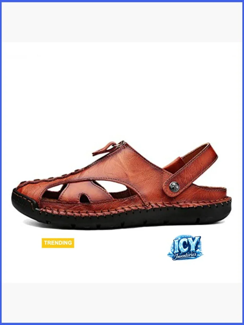 Men's Leather Closed Toe Fisherman Sandals Handmade Casual Beach